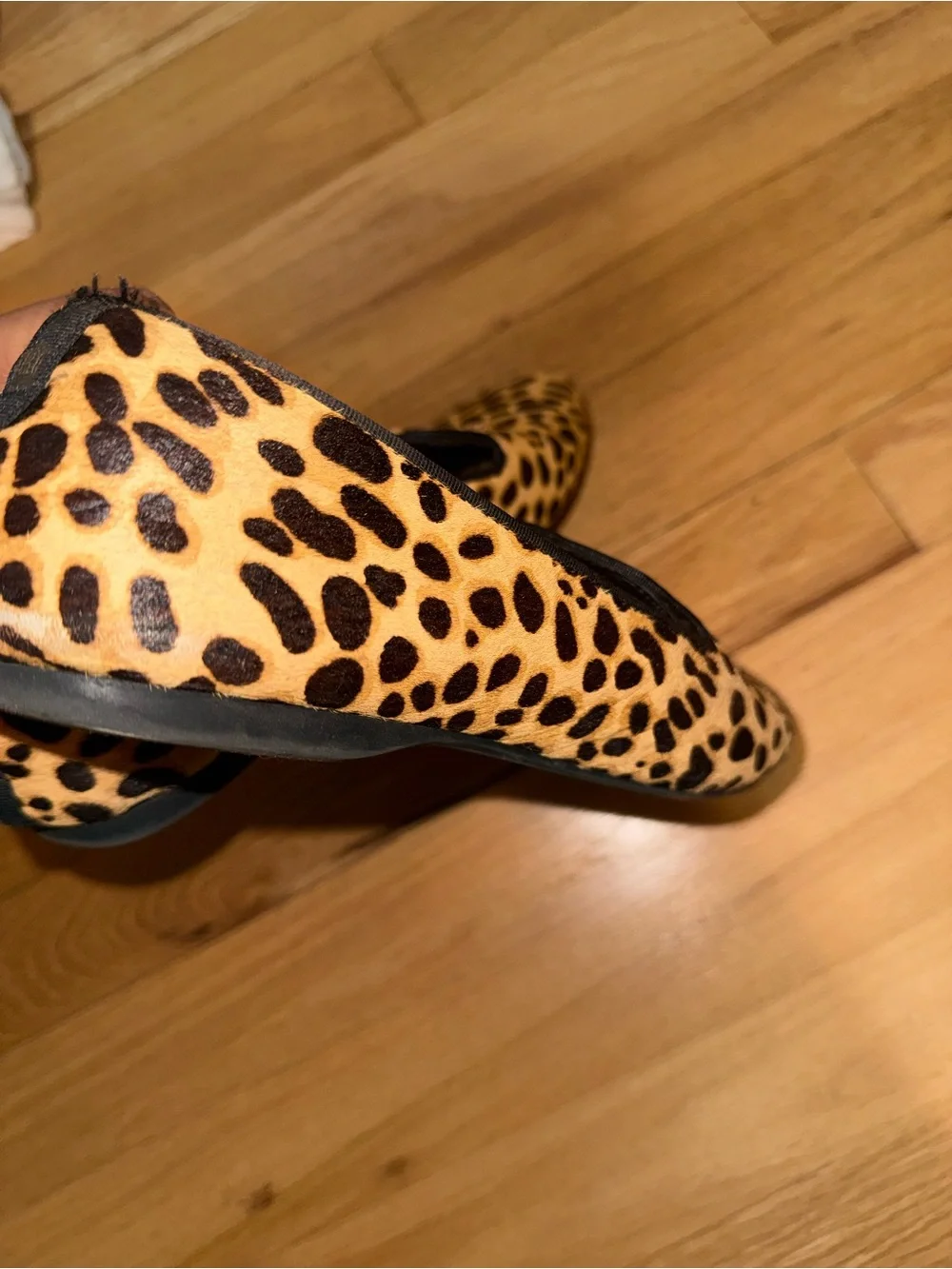 Birdies Leopard-Print Slip-On Flats in Tan and Black